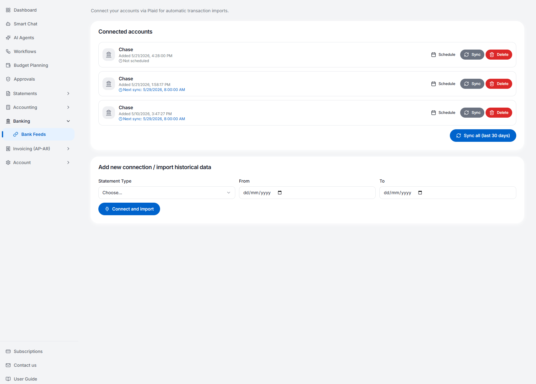 Live Bank Account Integration