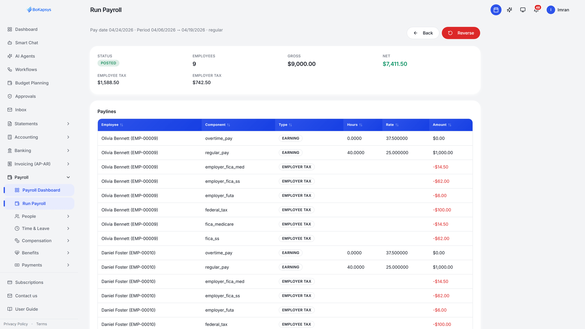 Transparent Pay Run Details